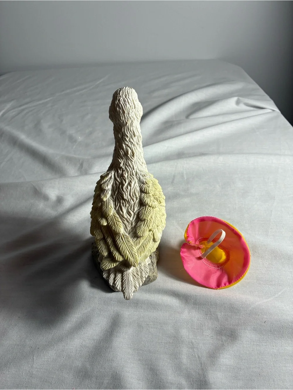 Mini Porch Goose Resin Figurine with Removable Rain Hat 8” EUC